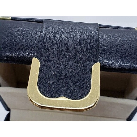 Travel Jewelry Box Small Box Black with Gold snap button and Silver Corners - Picture 4 of 5